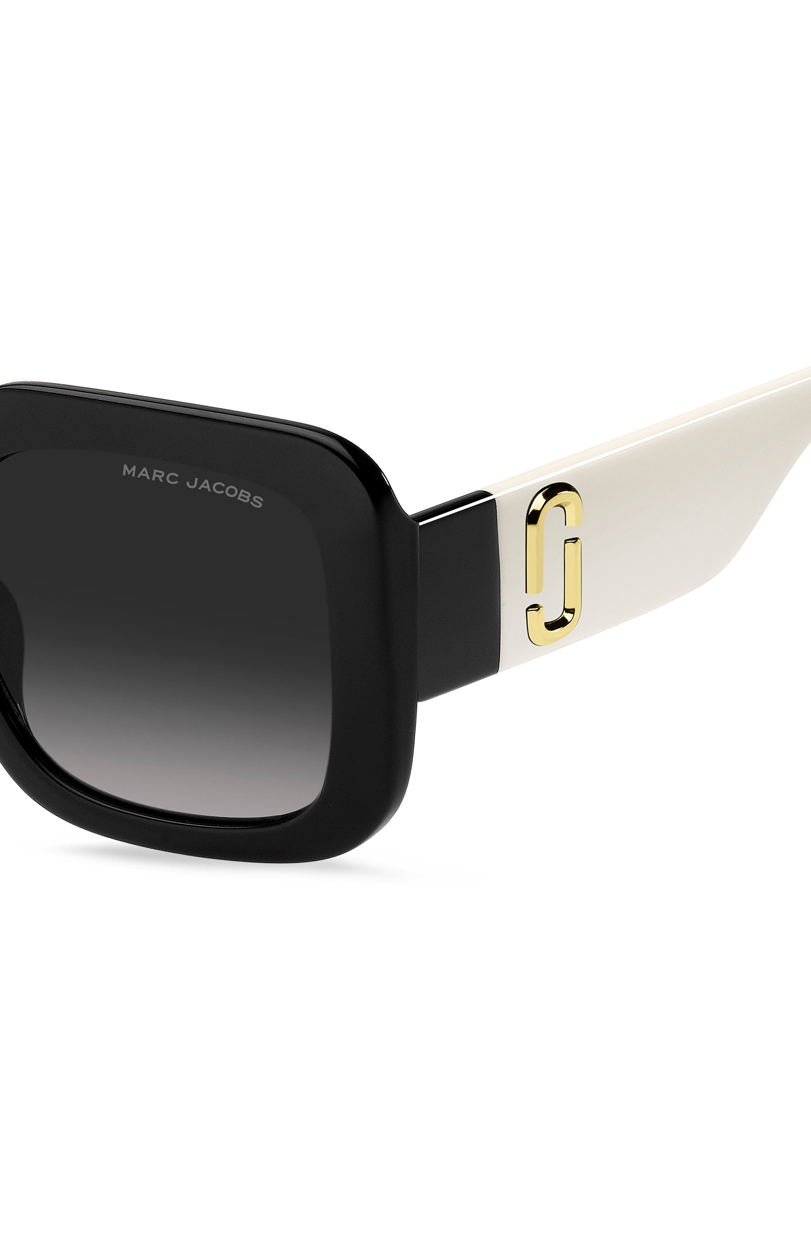 Marc Jacobs 53mm Gradient Polarized Square Sunglasses in Black White/Grey Shaded at Nordstrom - 3