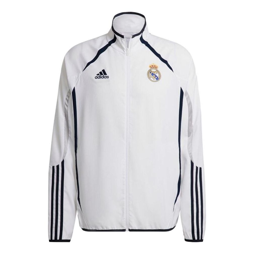 adidas Embroidered Logo Stripe Stand Collar Zipper Jacket Gray HA2537 - 1