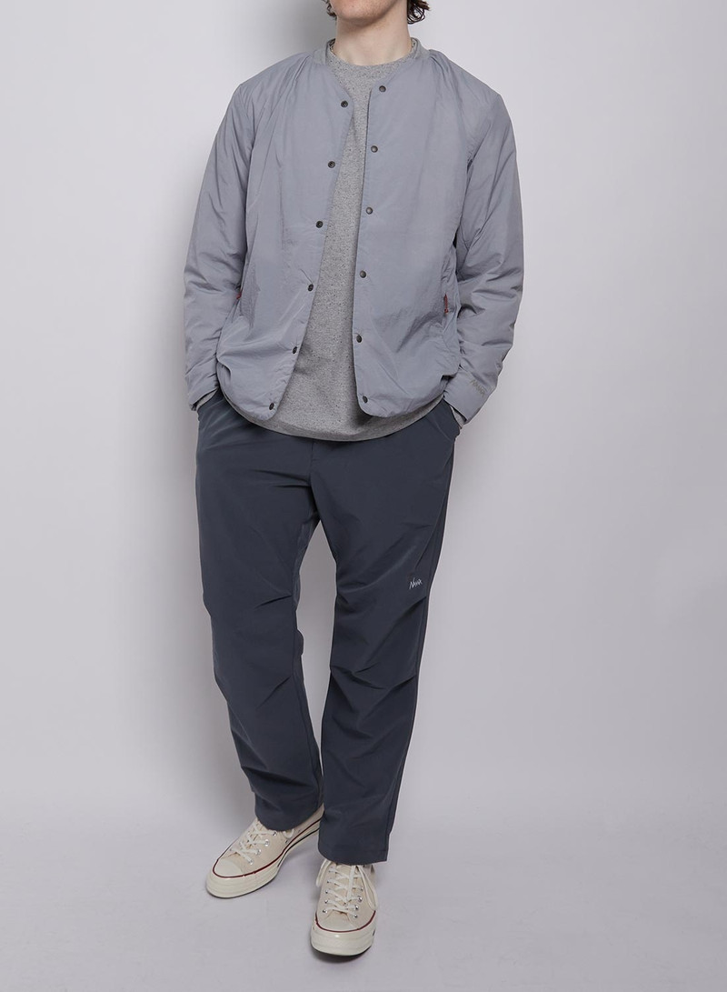 Nigel Cabourn Nanga No Collar Soft Down Cardigan in Grey outlook