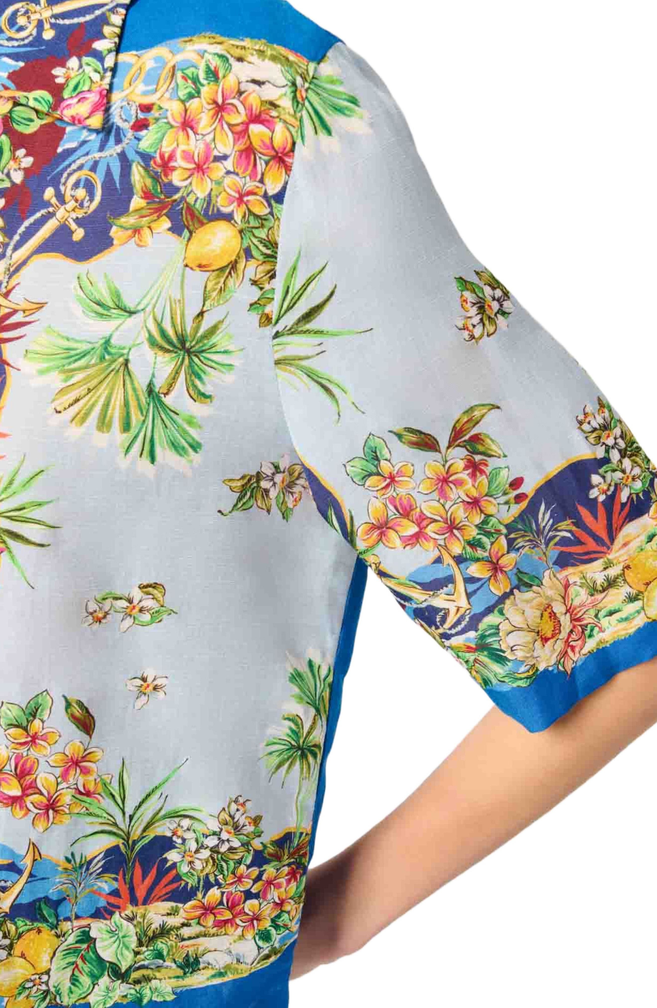 maje Patterned cropped shirt in Multicolor Floral Print at Nordstrom - 7