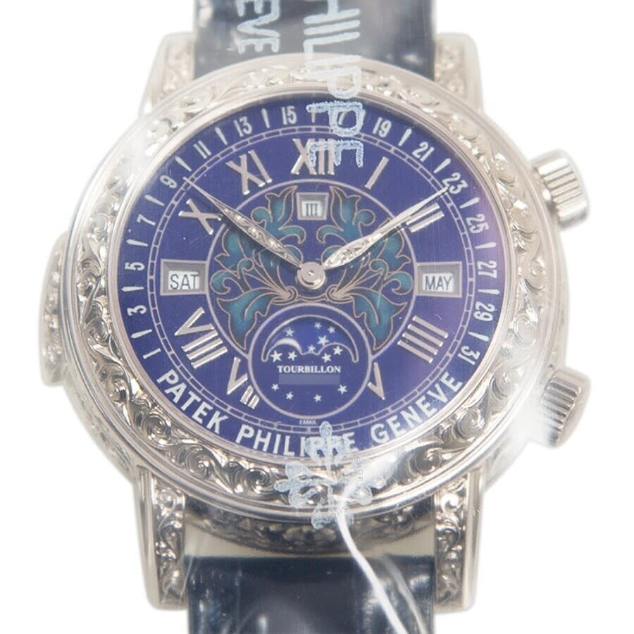 Patek Philippe Grand Complications Perpetual Tourbillon Hand Wind Moon Phase Diamond Blue Dial Men's - 2