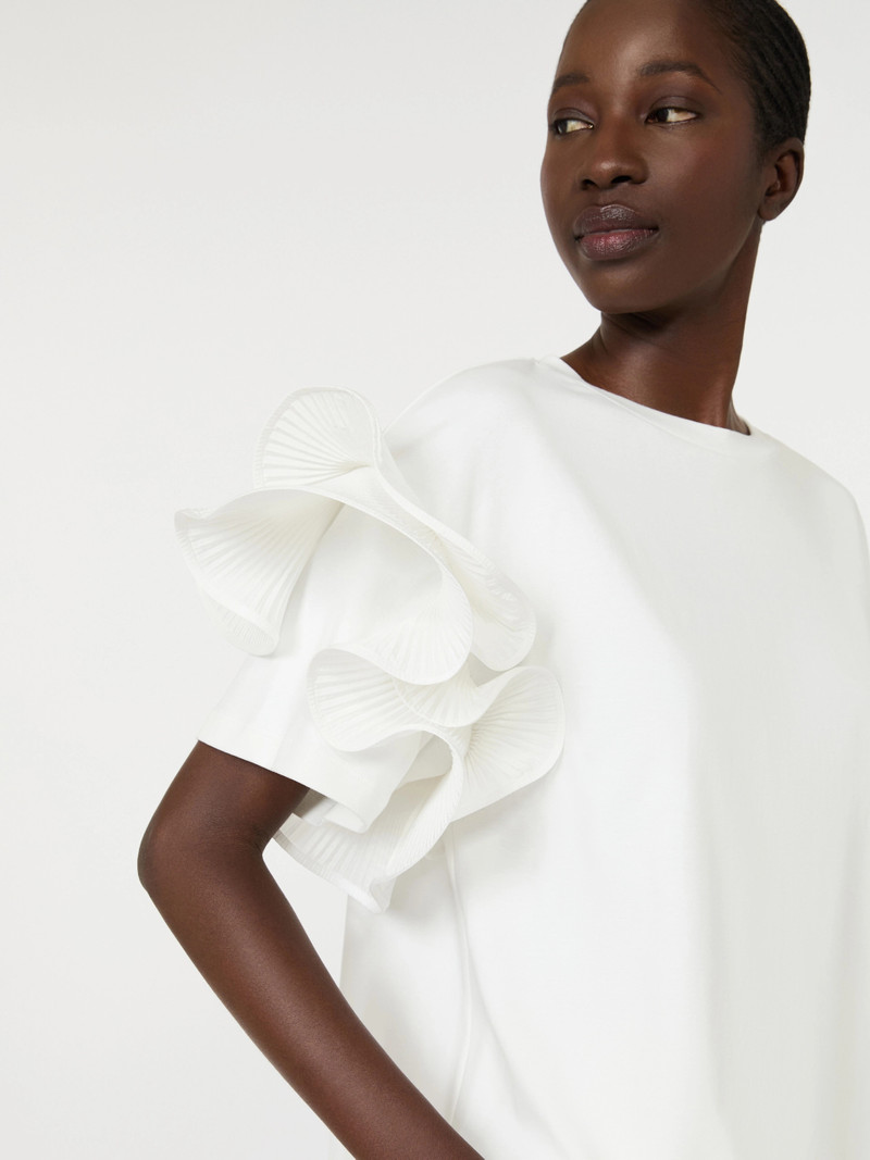 COSTONE Ruched jersey T-shirt - WHITE 5