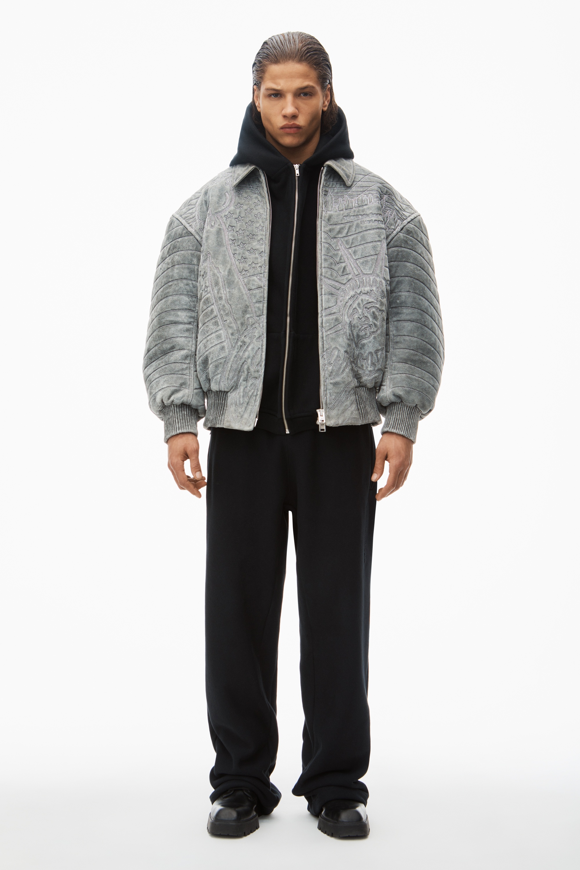 oversized logo embroidered sweatpants in cotton - 2