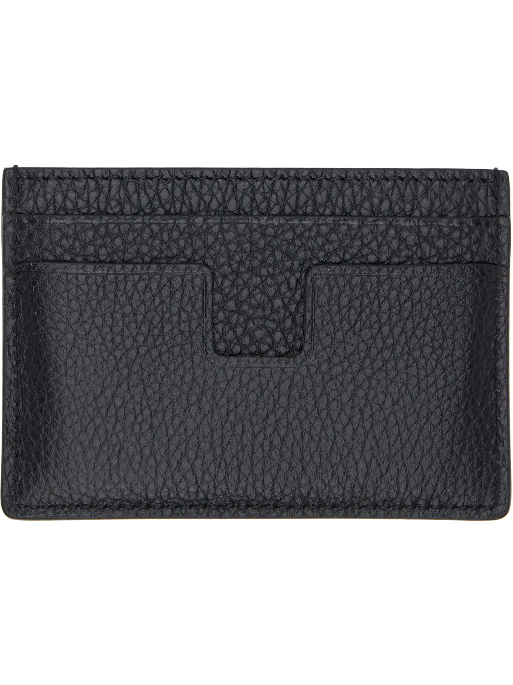 Black Grain Leather Classic Card Holder - 2
