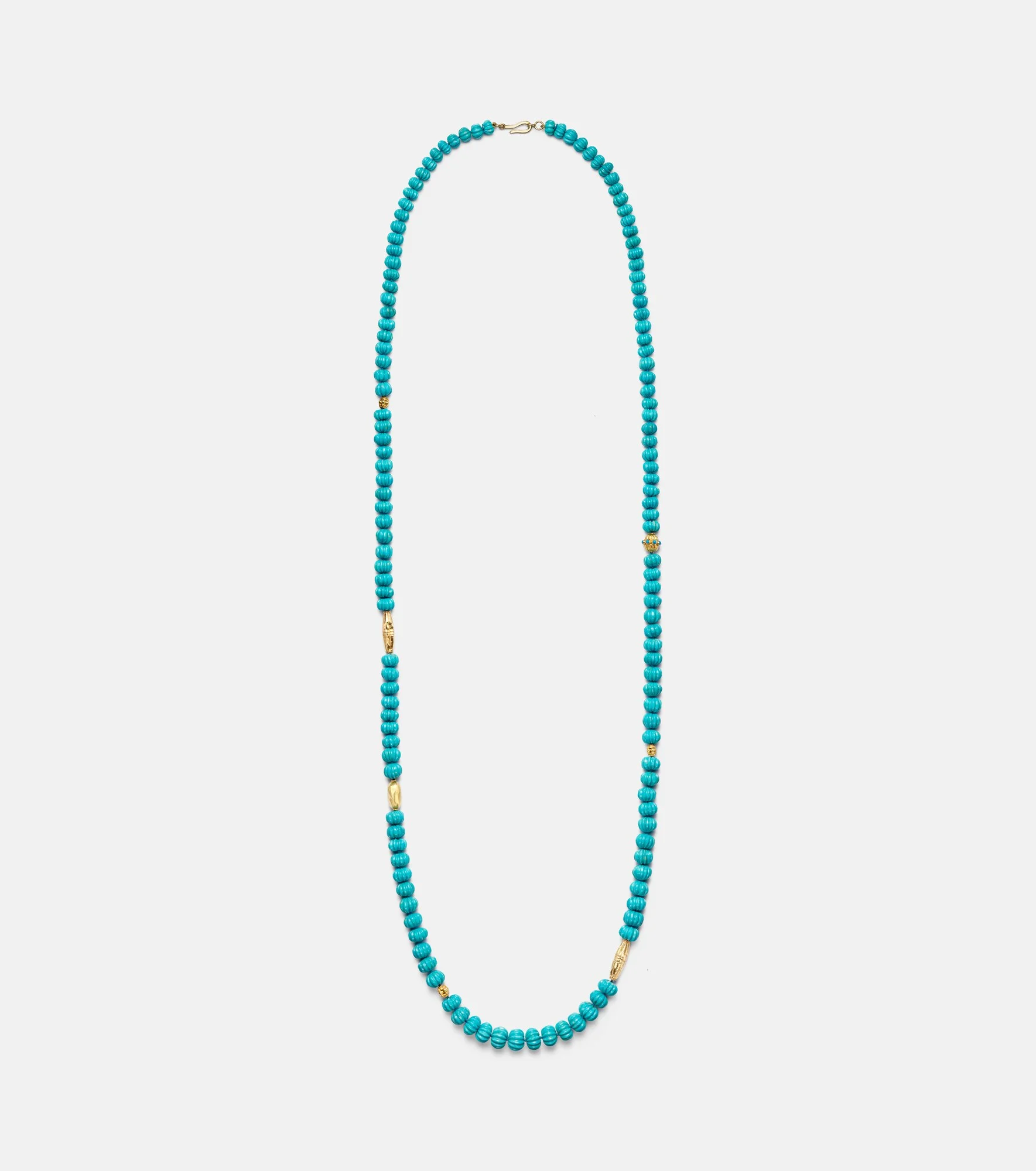 Horizon 18kt and 9kt gold beaded necklace with turquoises - 1
