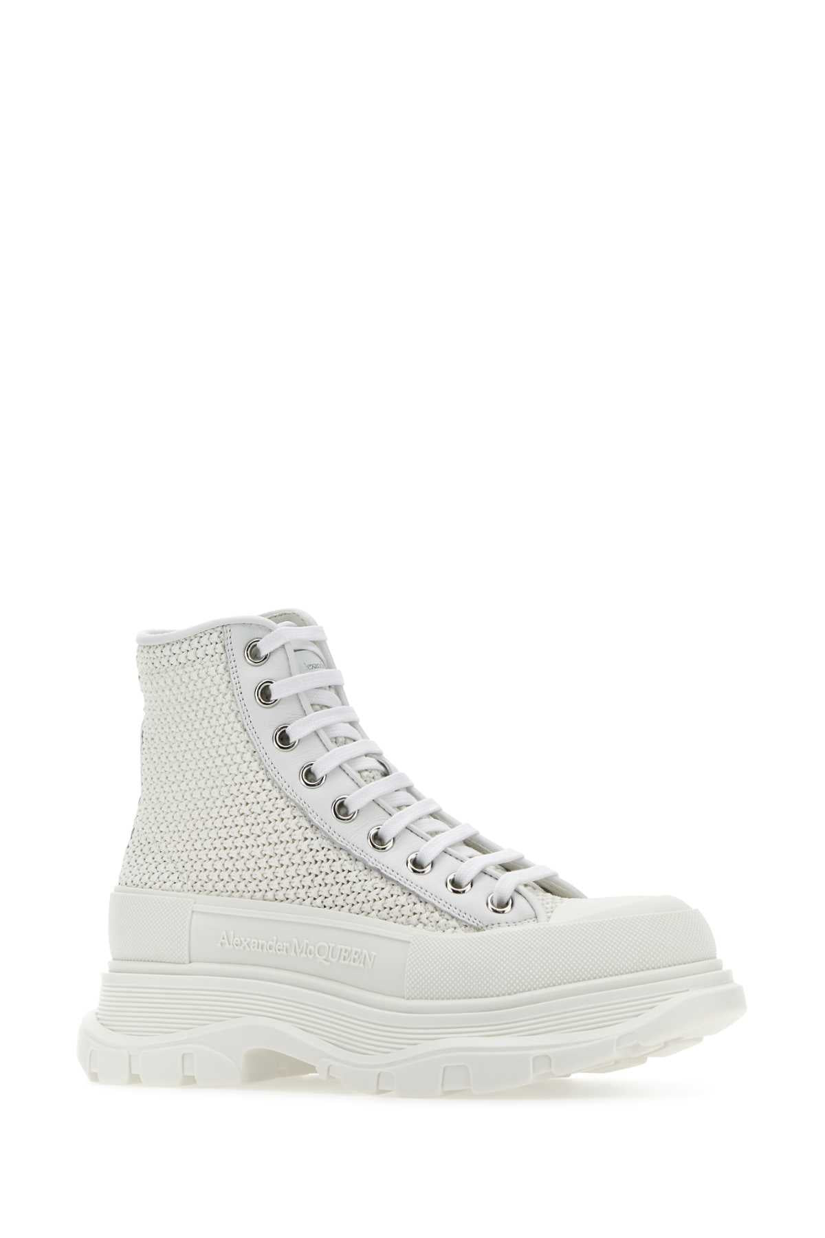 Alexander Mcqueen Women White Raffia Tread Slick Sneakers - 2