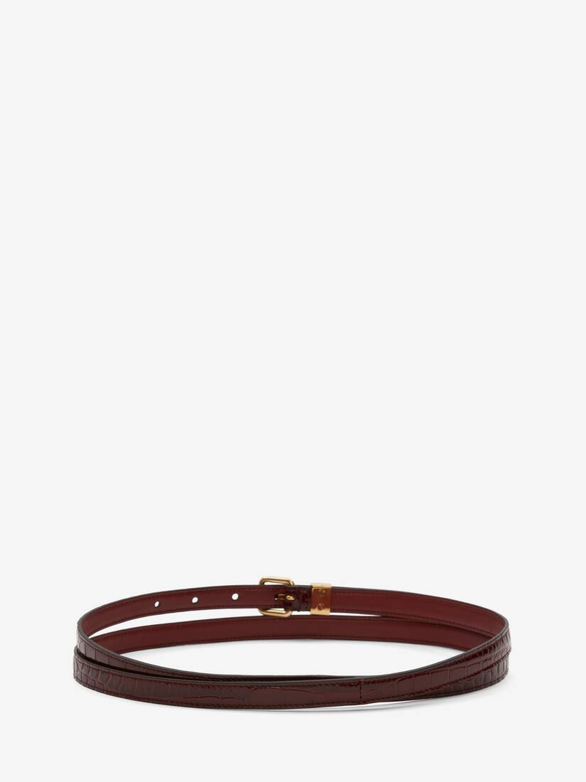 Pave Skull Double Belt in Burgundy - 2