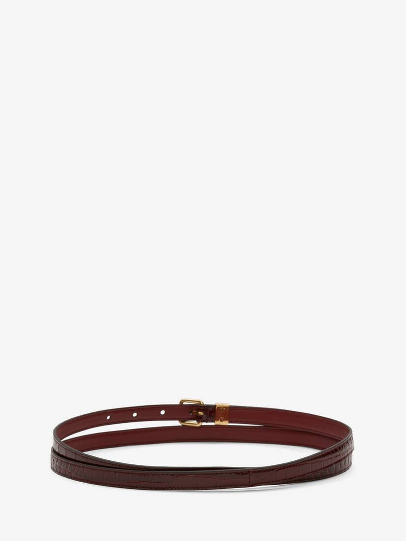 Pave Skull Double Belt in Burgundy 2