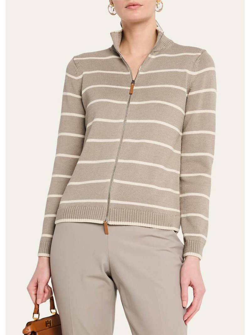 Striped Zip-Front Knit Jacket 4