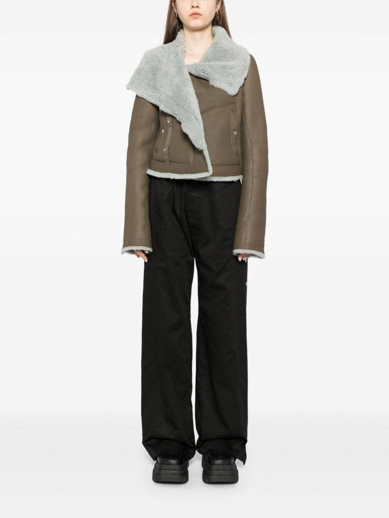 Rick Owens oversized pointed collar biker jacket outlook