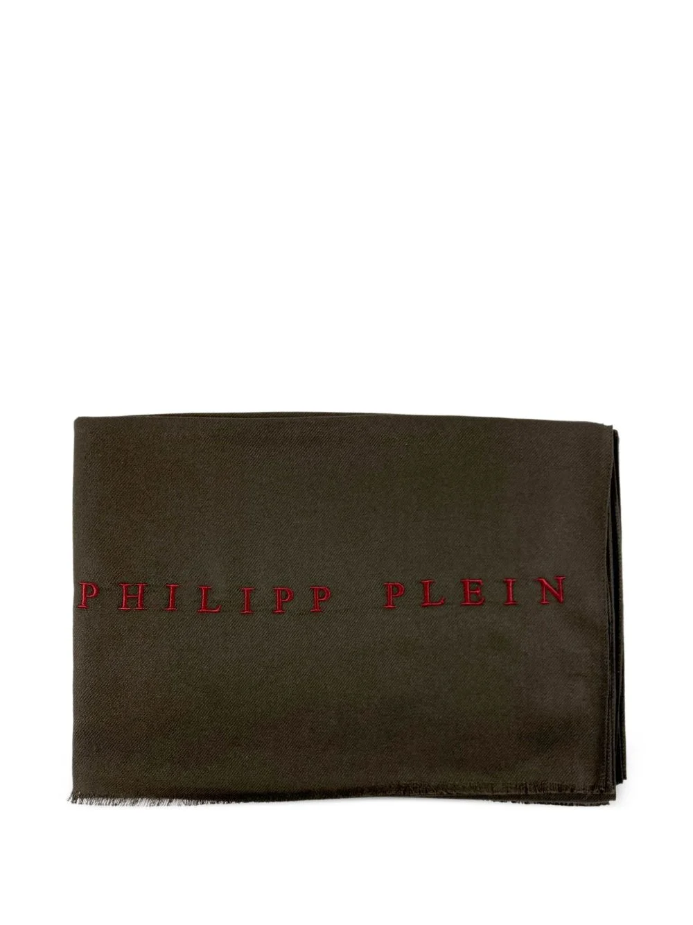 logo-embroidered frayed scarf - 1