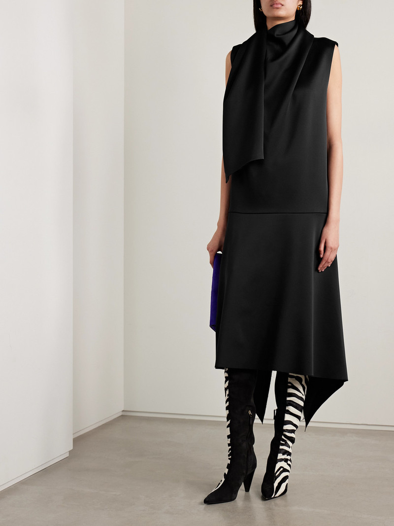 KHAITE Loell Draped Duchesse-satin Midi Dress outlook