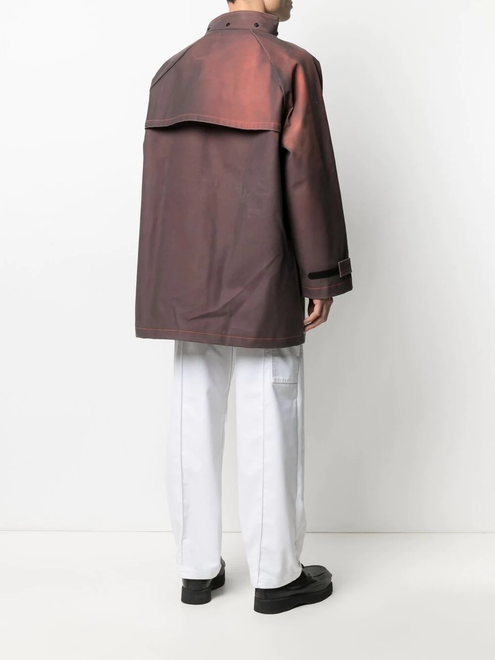 contrast stitching hooded raincoat - 6