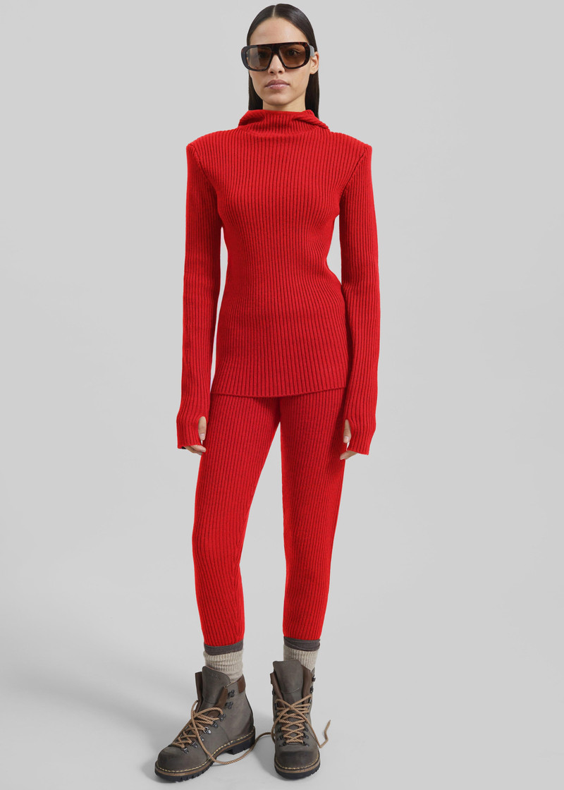 Piuma Knit Stirrup Leggings - Red 7
