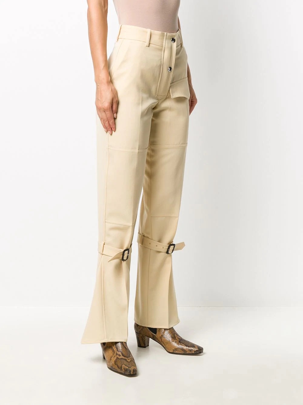 knee-strap flared trousers - 3