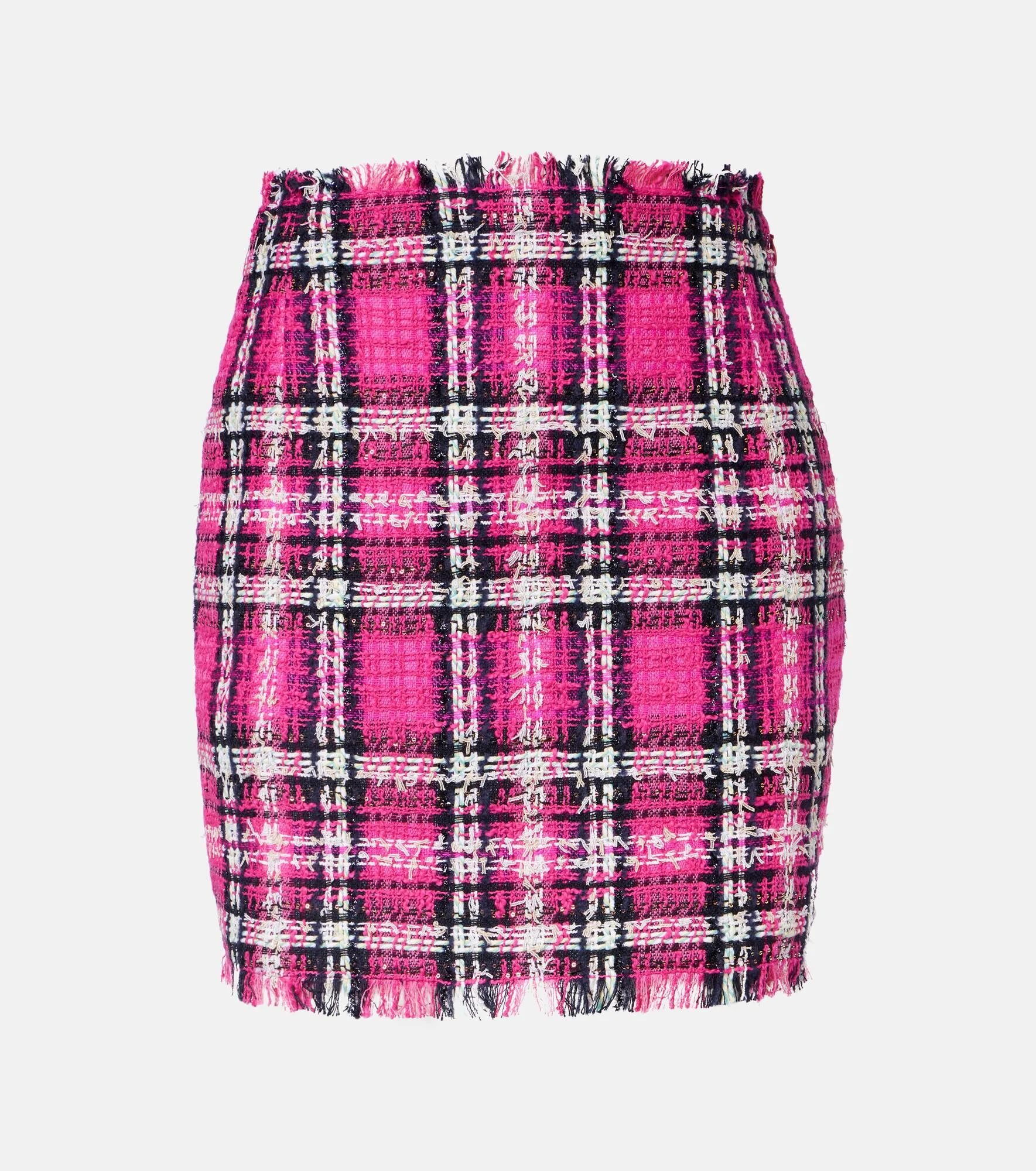 Checked cotton and wool-blend tweed miniskirt - 1