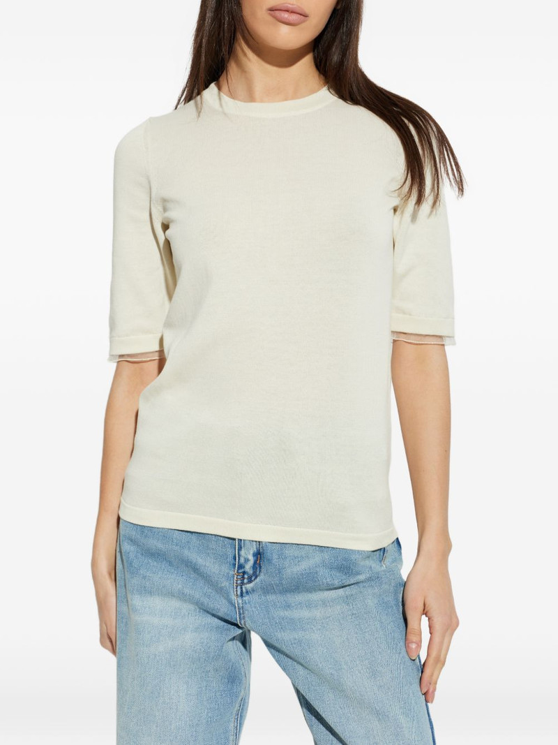 tulle-trim knitted T-shirt 3