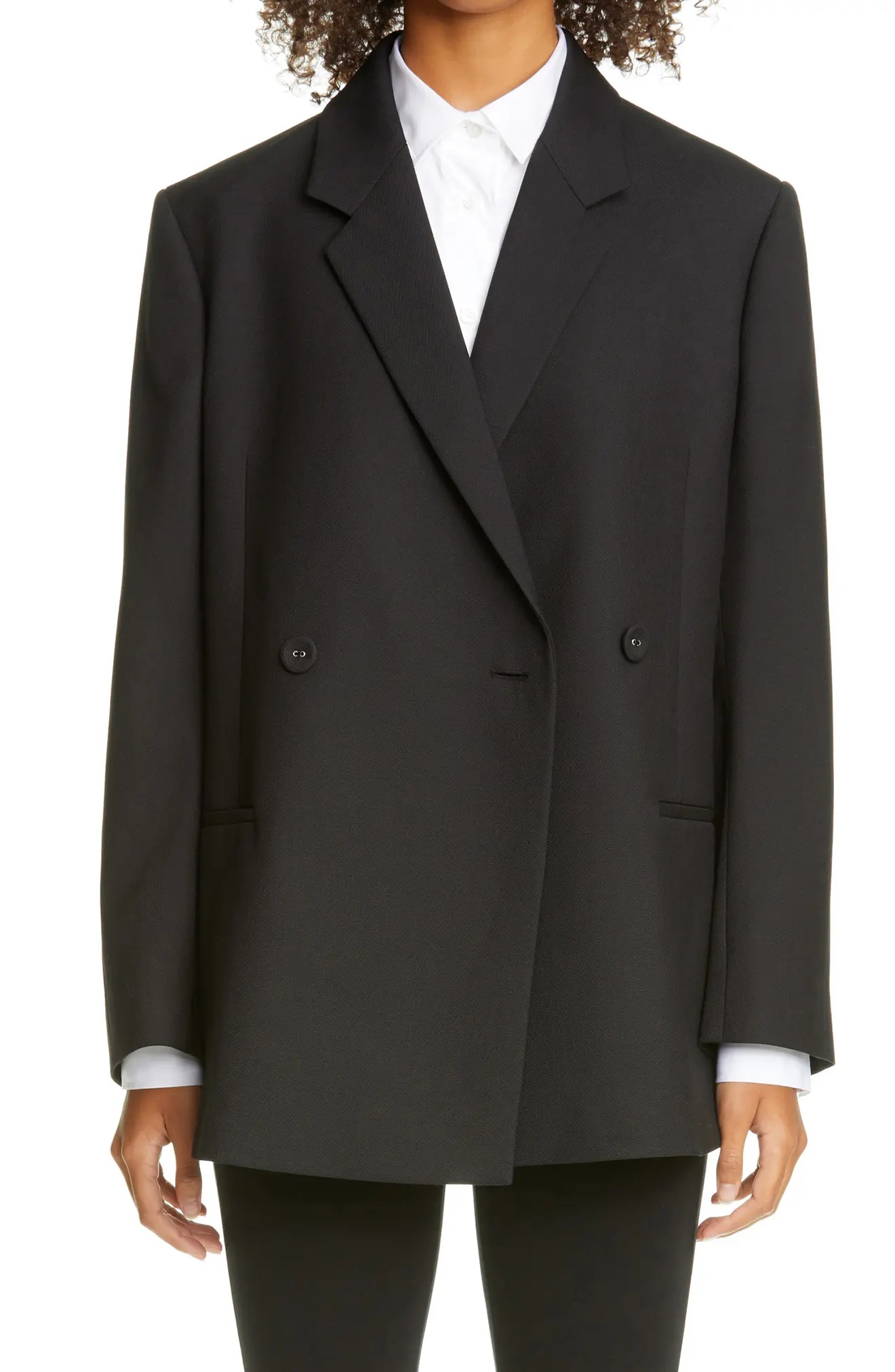 Loreo Oversize Double Breasted Wool Blazer - 1