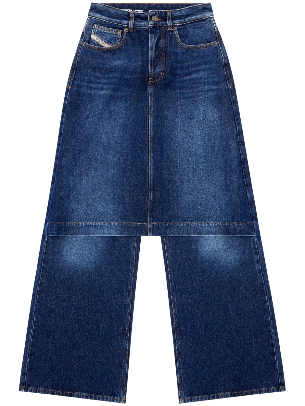 D-Syren wide-leg skirt-panel jeans - 1