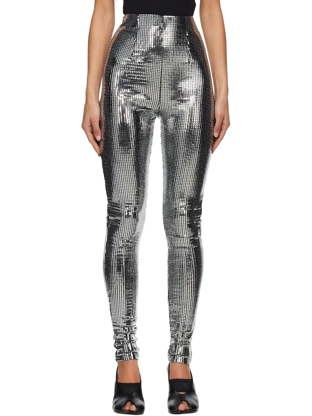 Silver Metallic Leggings - 1