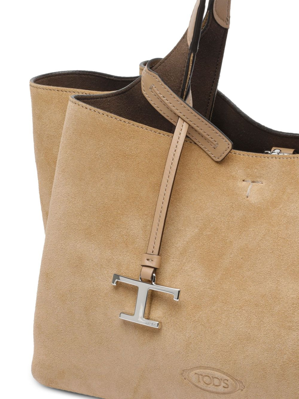 logo-charm suede tote bag - 4