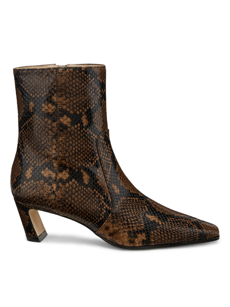 Women's Stassi 50MM Snake-Embossed Leather Ankle Boots - Espresso 1