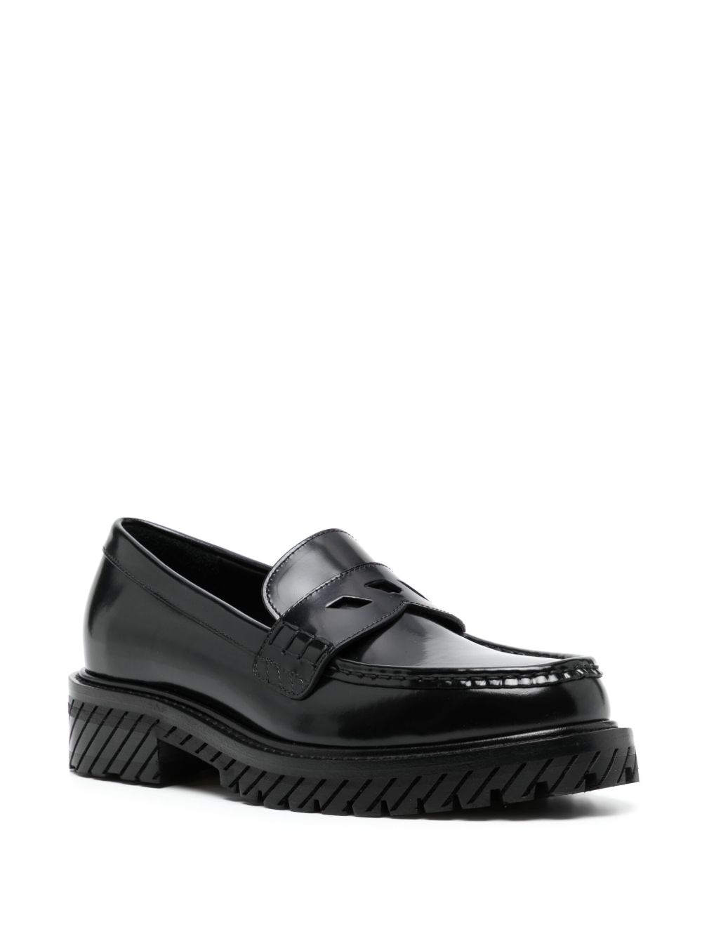 Diag-stripe leather loafers - 2