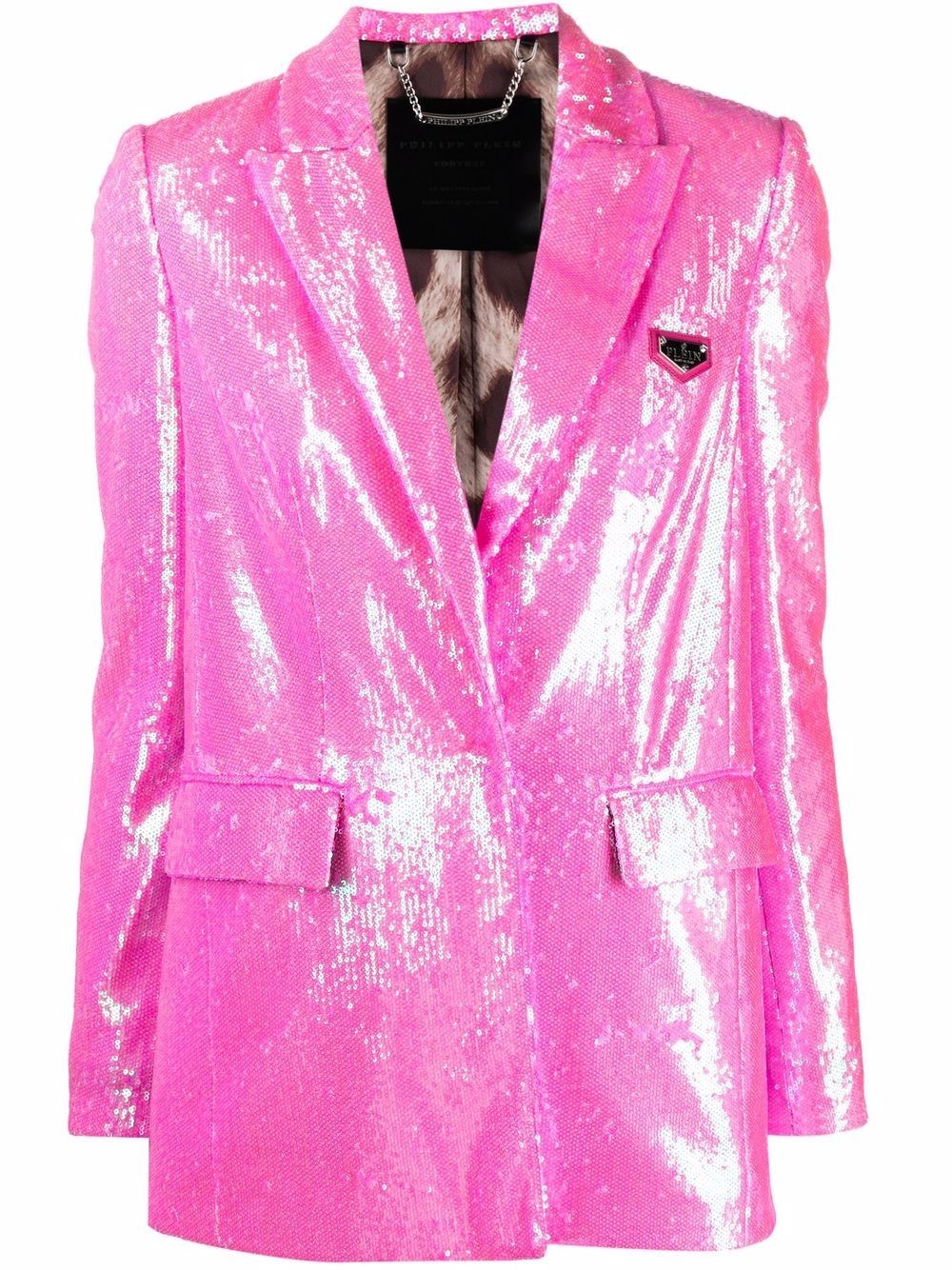 sequin-embellished single-breasted blazer - 1