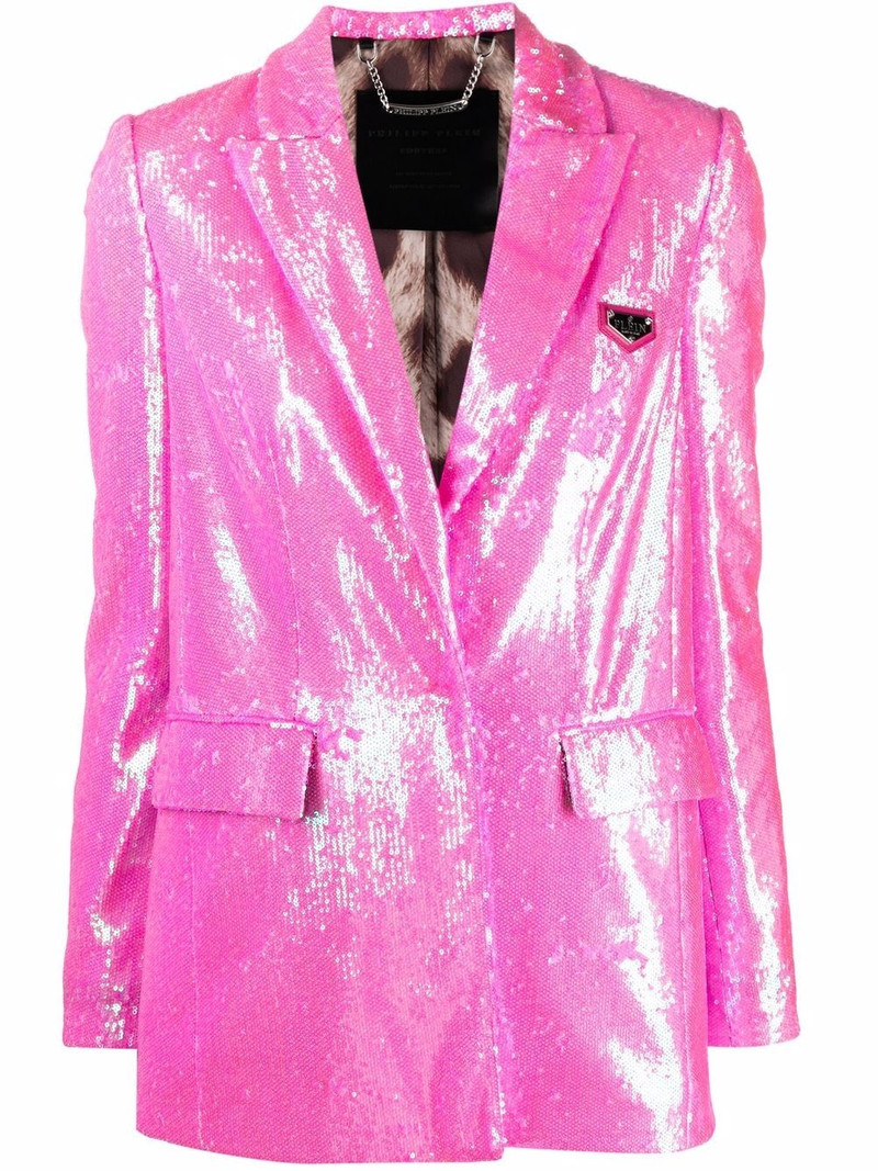 sequin-embellished 단 하나 breasted blazer 1