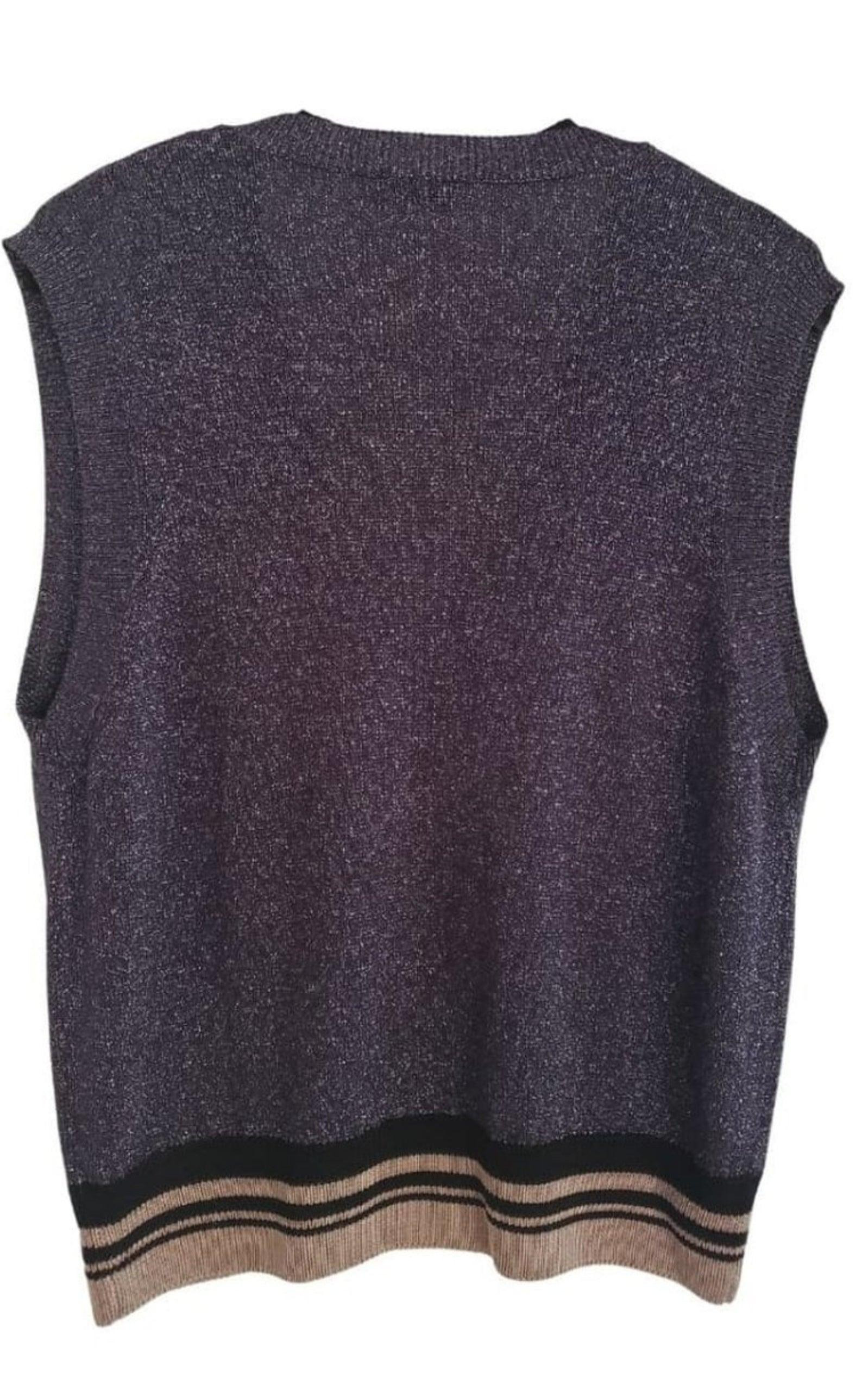 Purple Lurex V-neck Sleeveless Top - 2