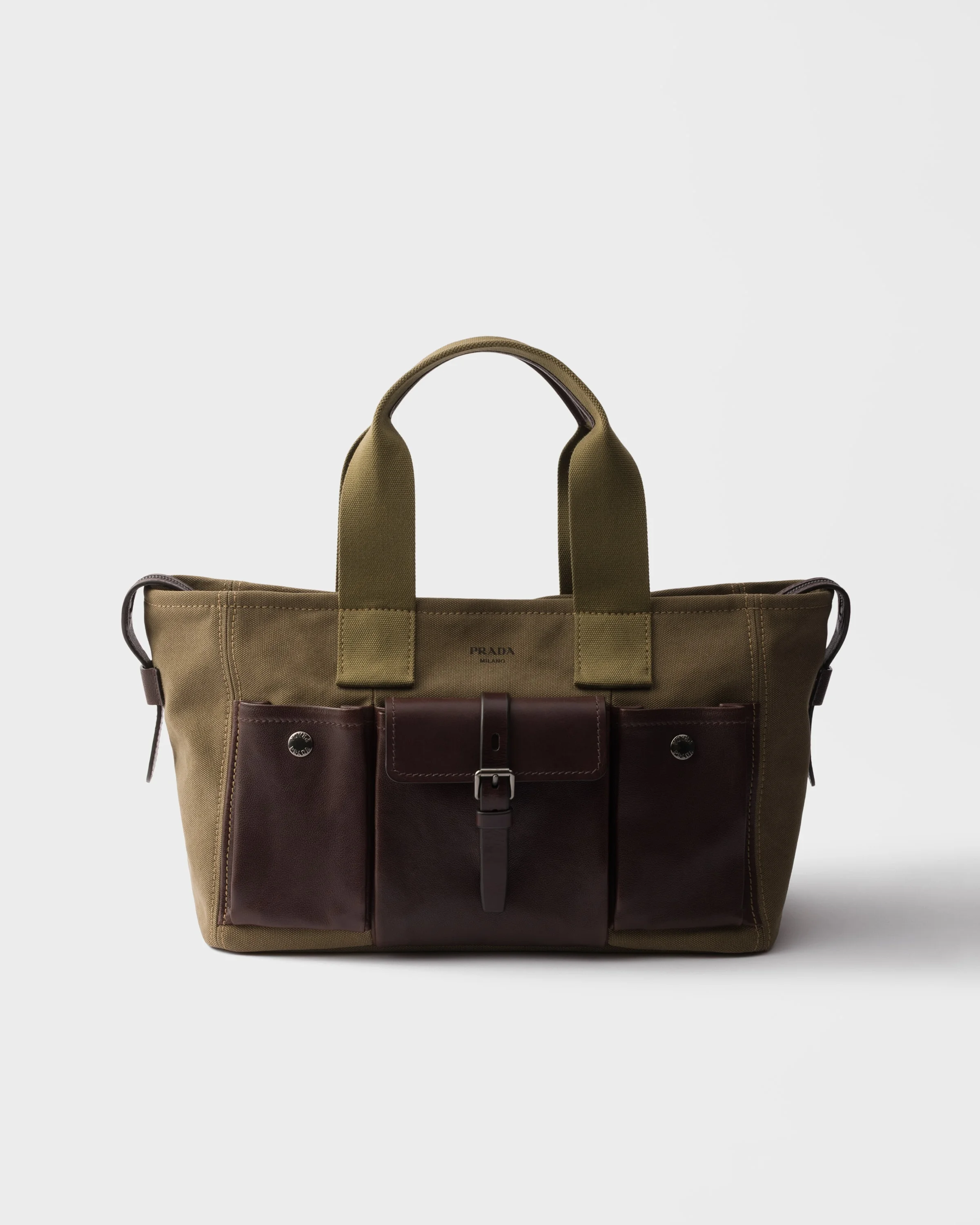 Prada Route large canvas and leather tote bags - 1