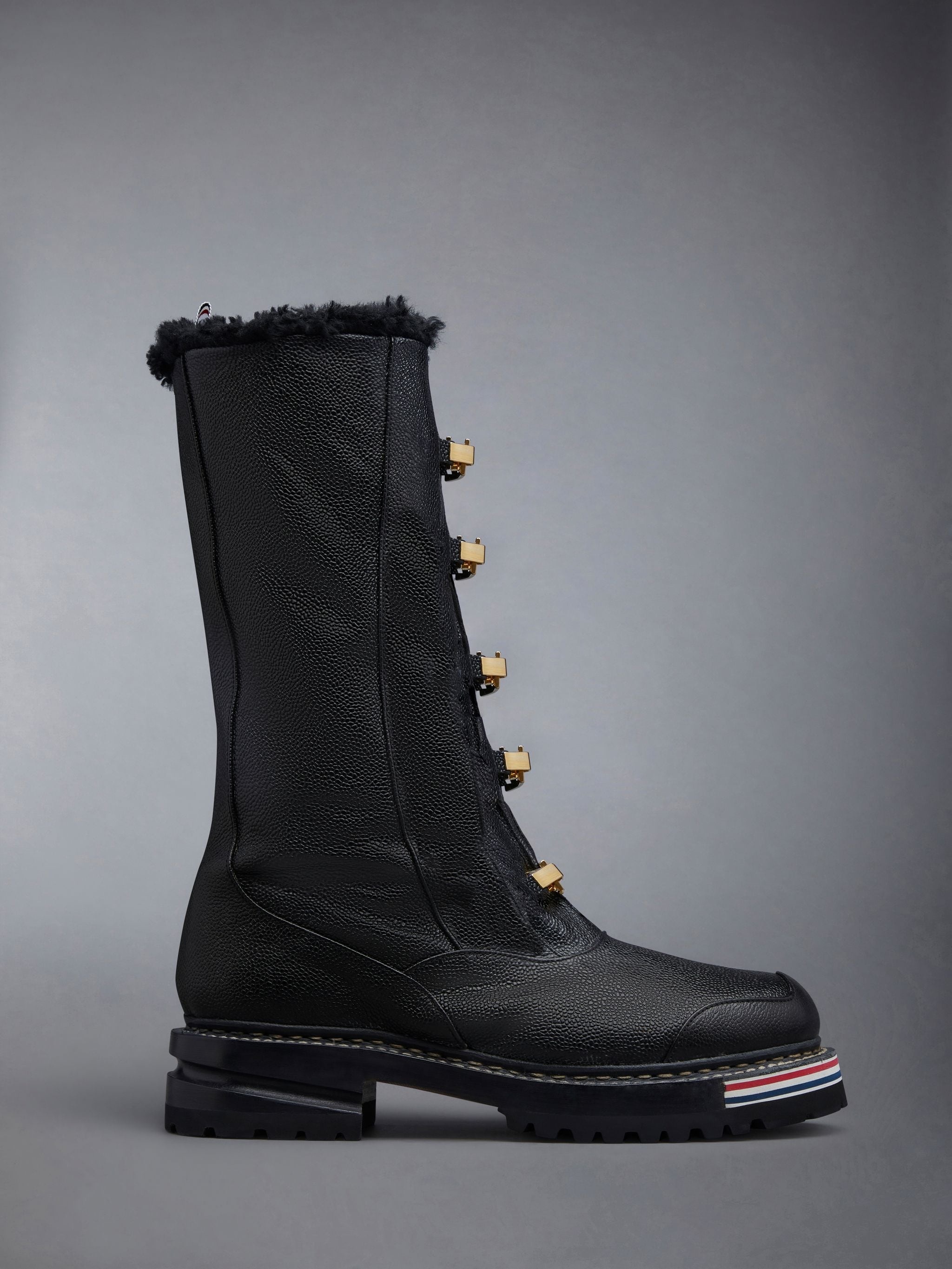 Pebble Grain Leather Tall Whaling Galosh Boot - 1
