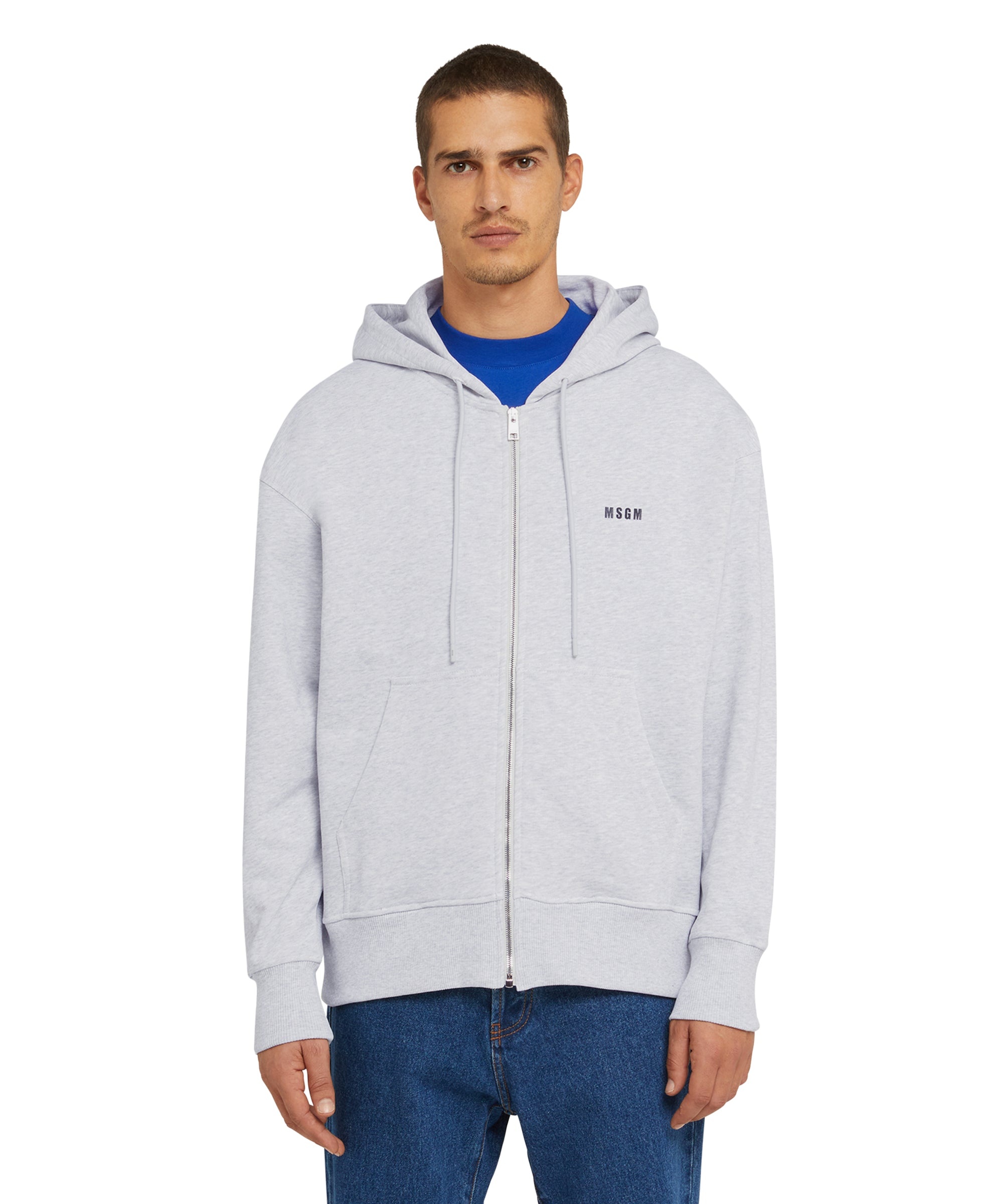 Cotton sweatshirt with hood and micro logo - 2