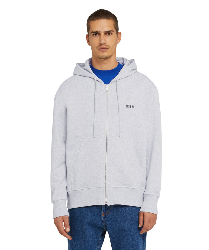 MSGM Cotton sweatshirt with hood and micro logo outlook