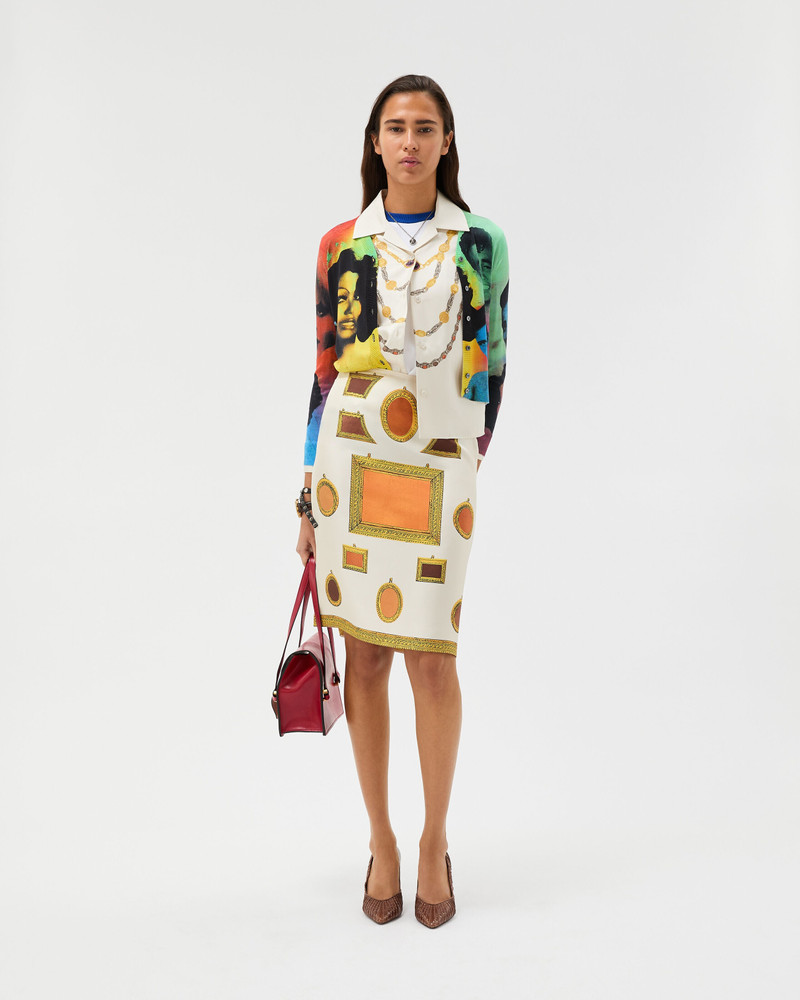 Printed Silk Knit Cardigan 6