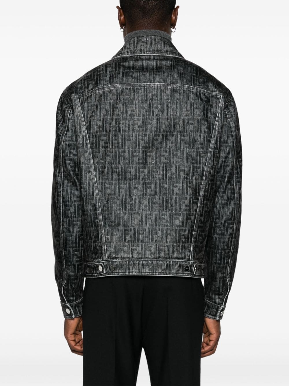 FF-motif denim jacket - 4