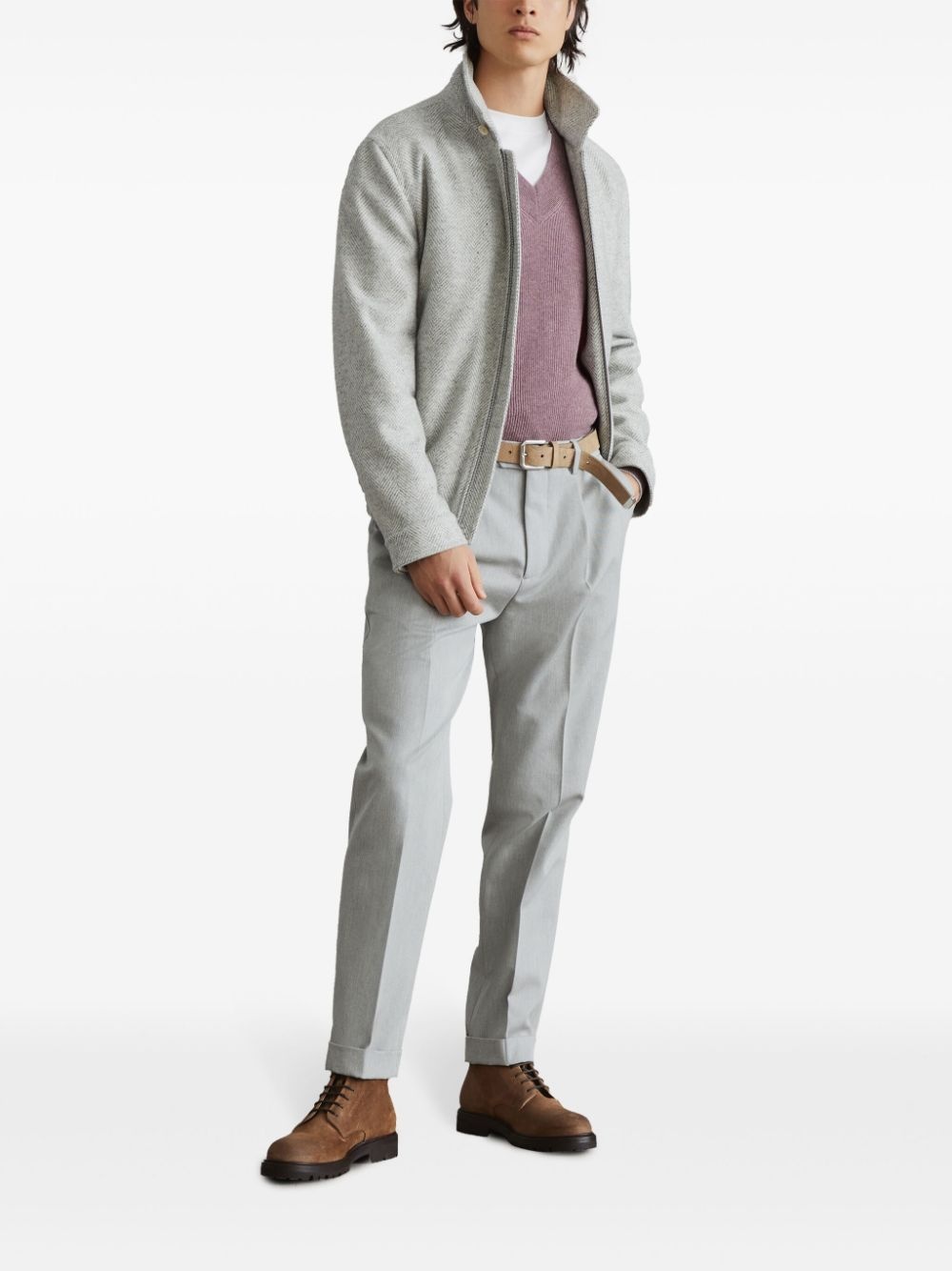 pressed-crease tapered trousers - 2