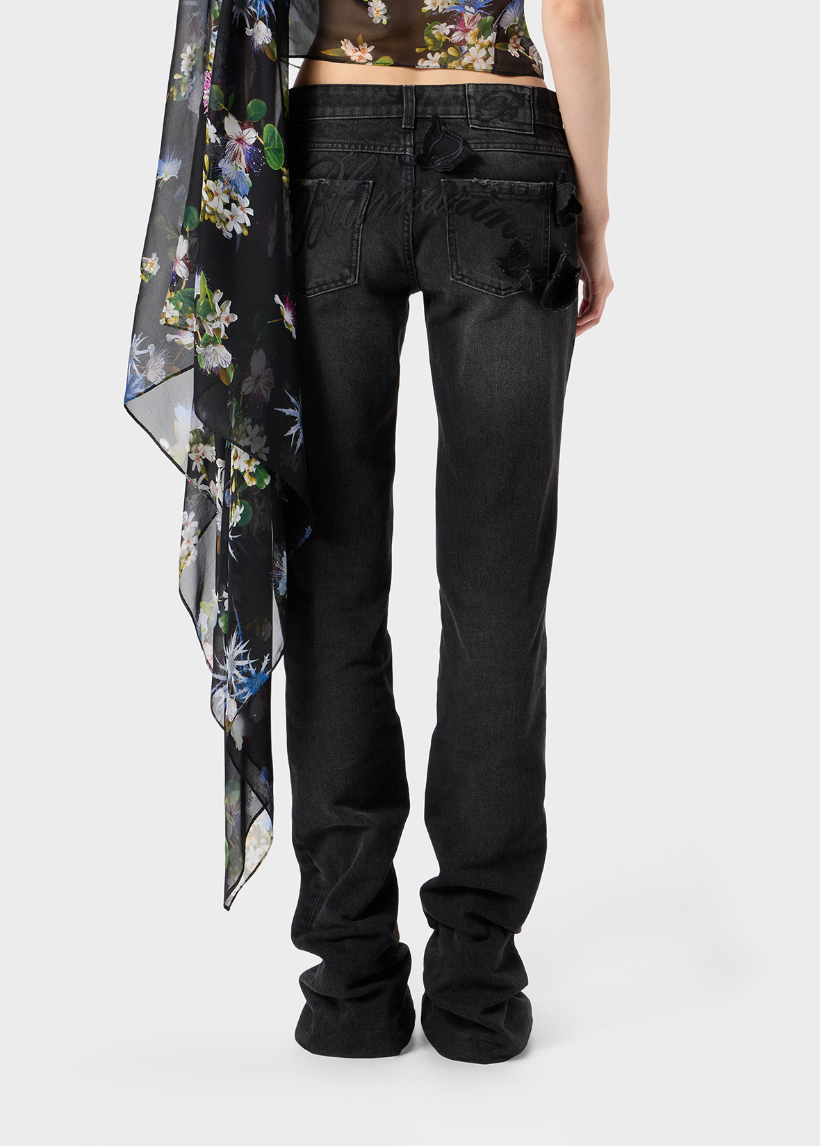 STRAIGHT LEG JEANS WITH EMBROIDERED LOGO - 4