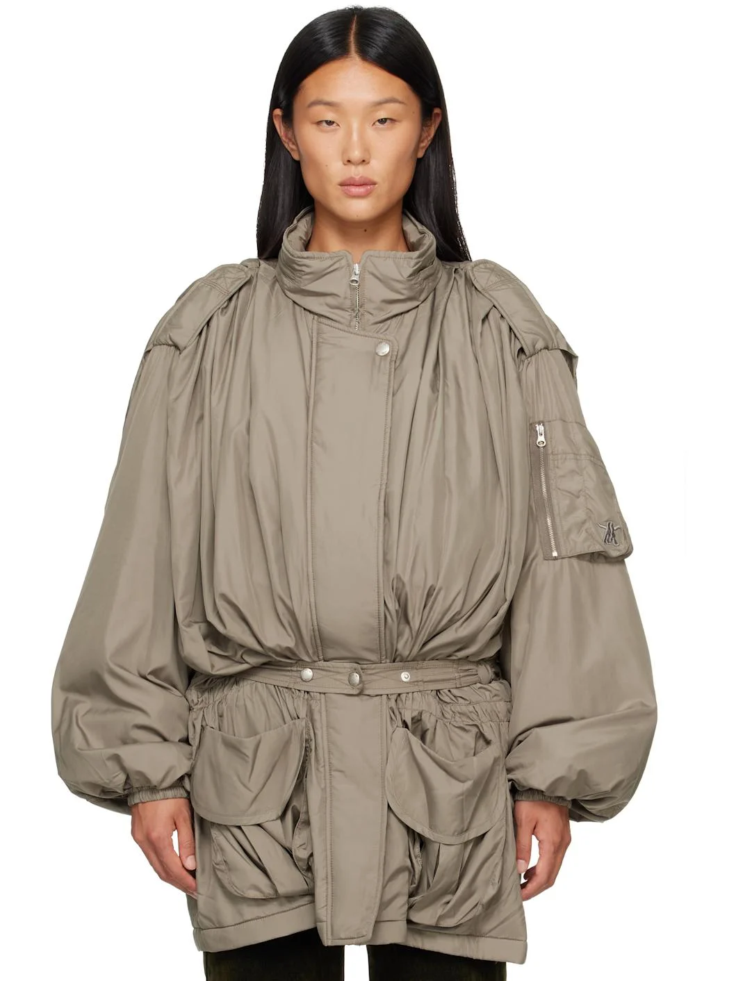 Khaki Belted Cargo Field Jacket - 1