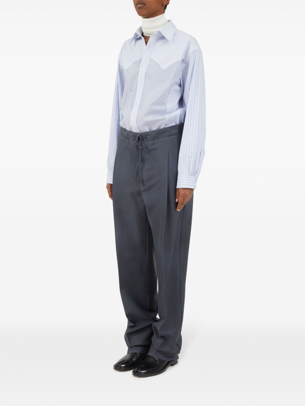 moiré-effect straight-leg trousers - 6