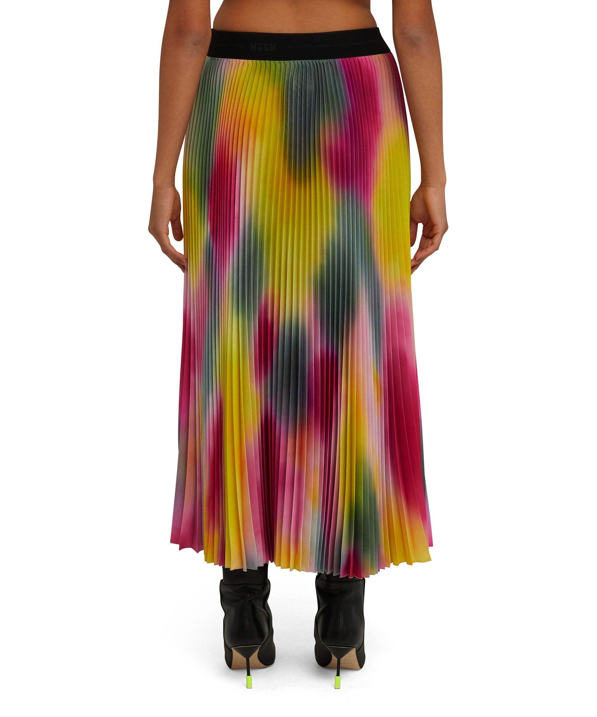 Pleated midi skirt with tie dye print - 3