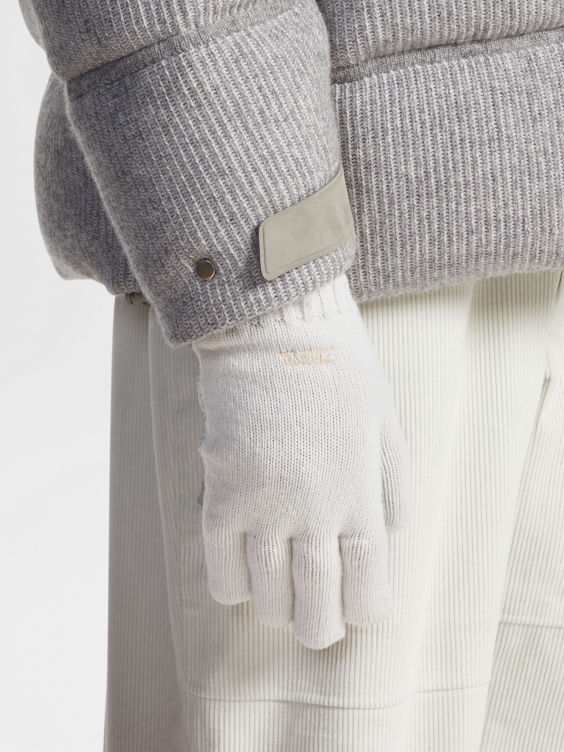 WHITE OASI CASHMERE GLOVES - 3