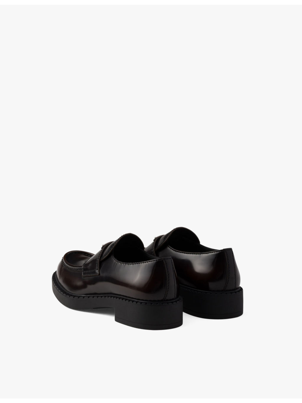 Chocolate logo-plaque brushed leather loafers - 4