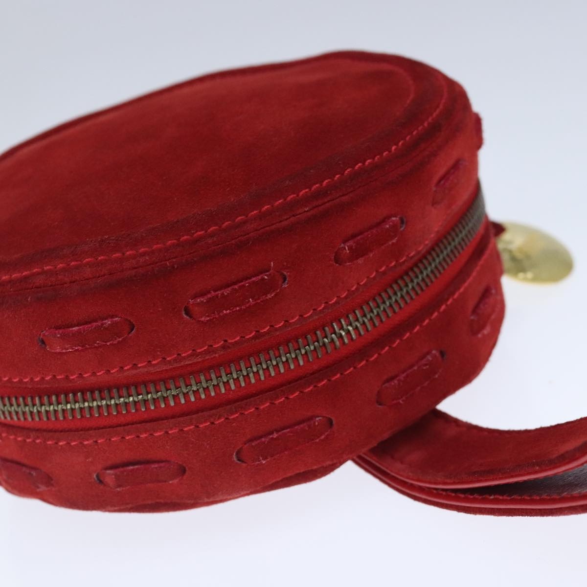 CELINE Hand Bag Suede Red Gold - 6