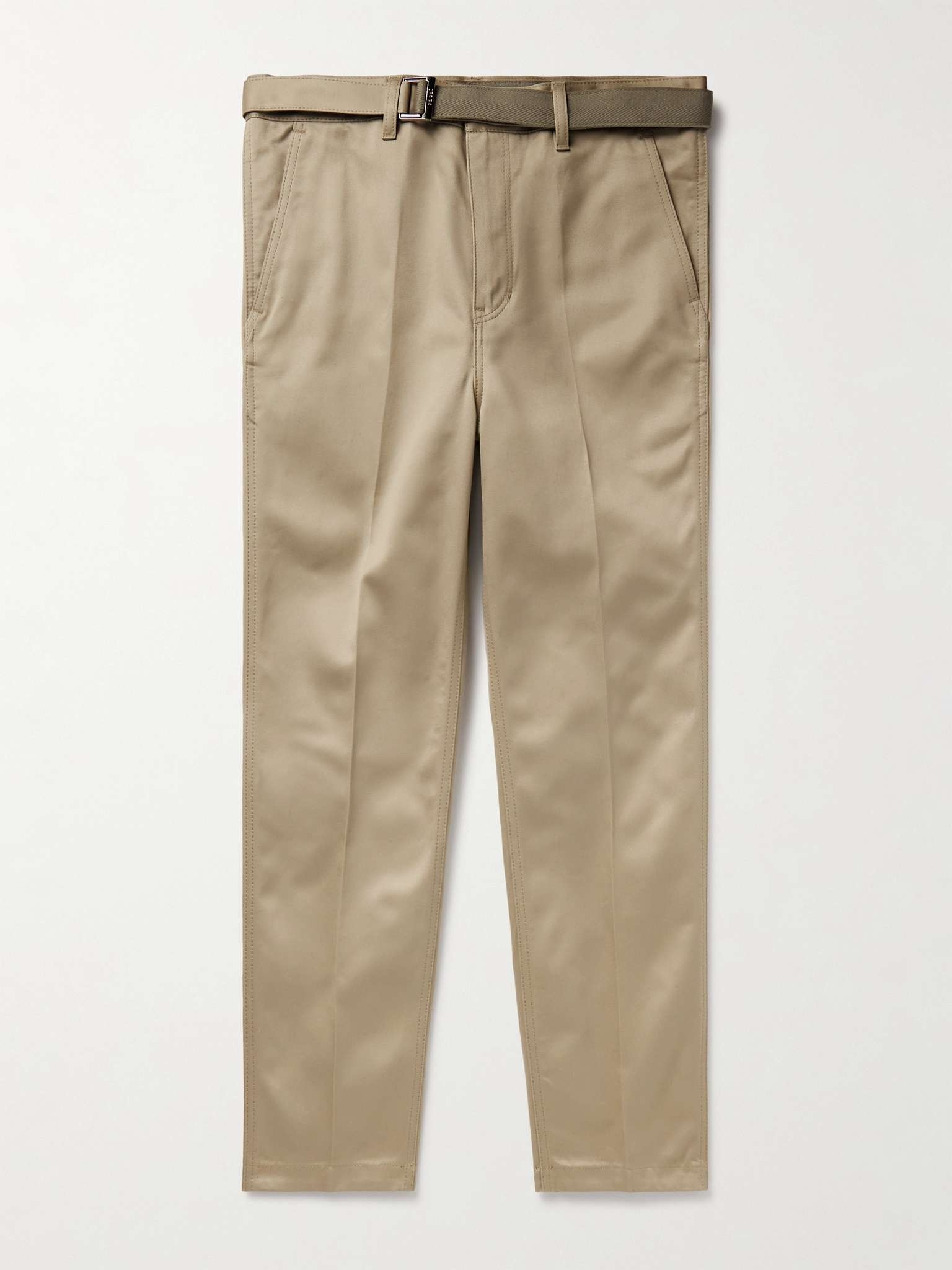 Slim-Fit Straight-Leg Belted Cotton-Twill Trousers - 1