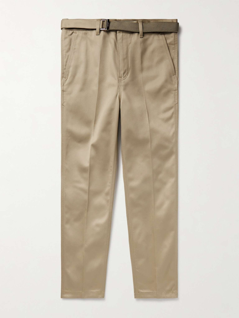 Slim-Fit Straight-Leg Belted Cotton-Twill Trousers 1