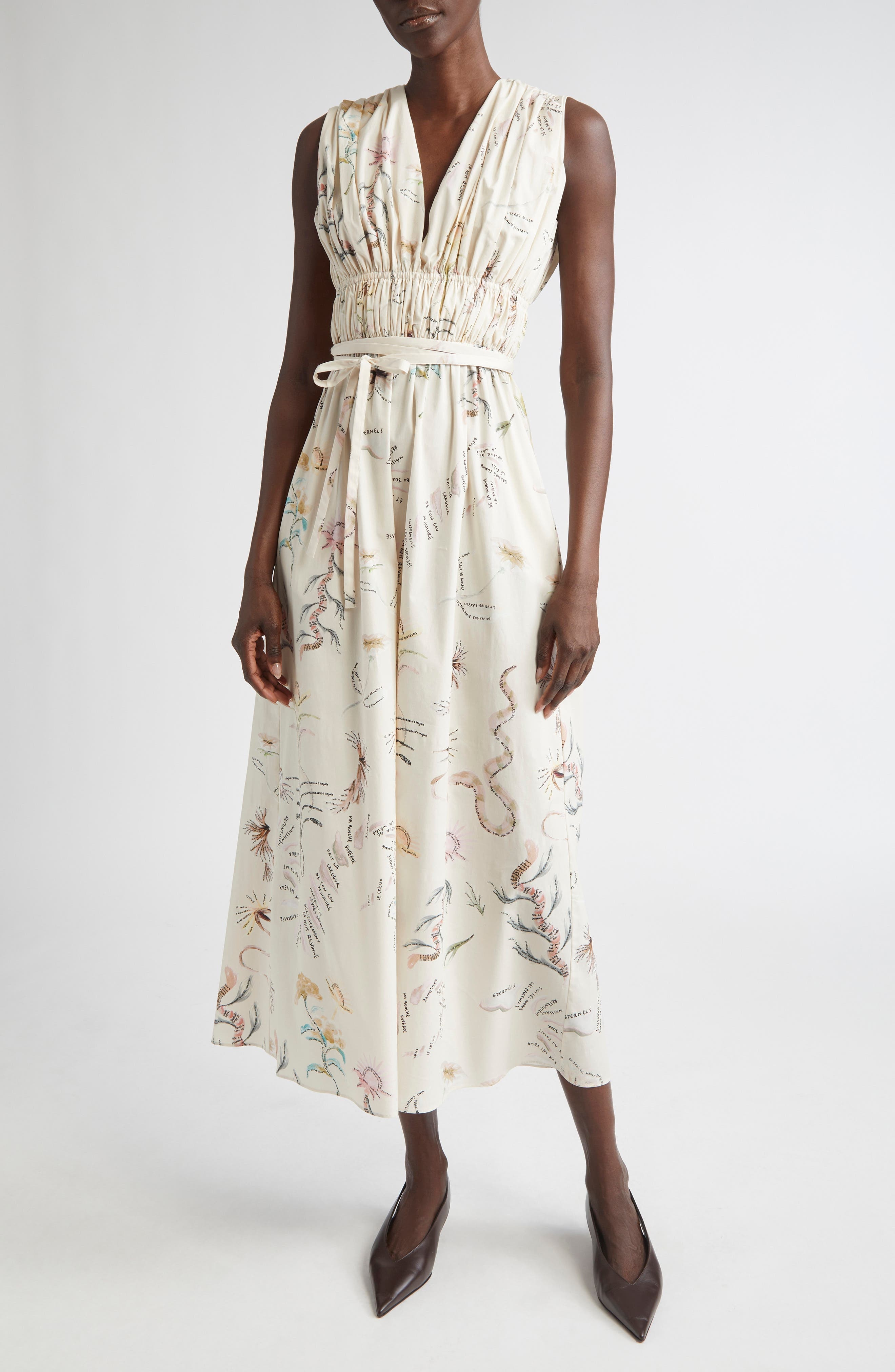Altuzarra Sybbeline Long Sleeve Silk Georgette Maxi Dress in Ivory Figurative Tattoo at Nordstrom - 5