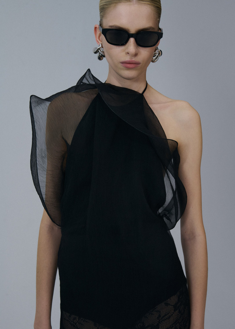 MAGDA BUTRYM Silk organza midi dress in black outlook