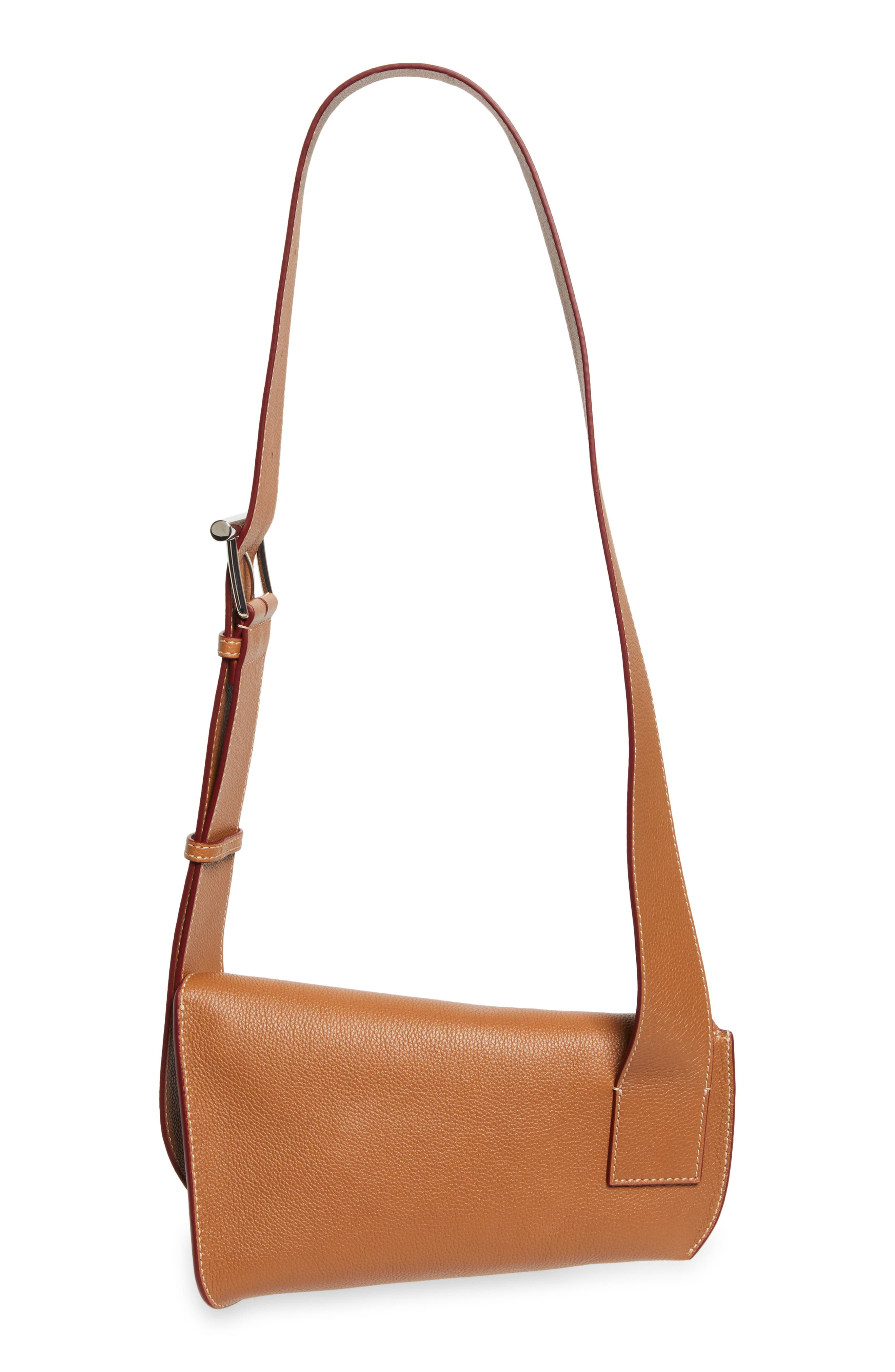 McQueen T-Bar Sling Asymmetric Leather Crossbody Bag in Silver/pecan at Nordstrom - 3