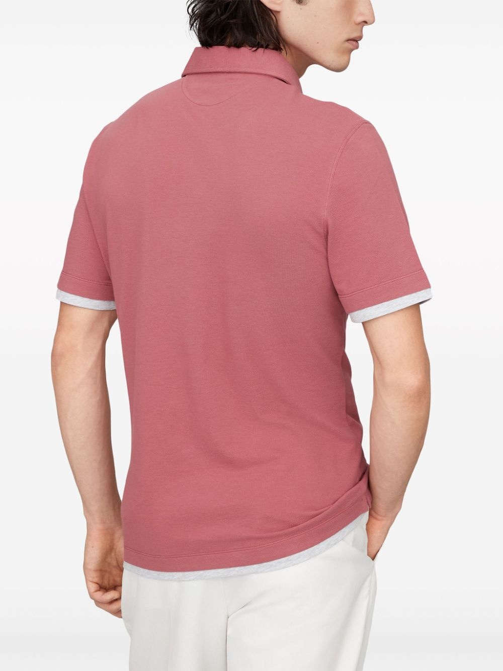 button-fastening cotton polo shirt - 4